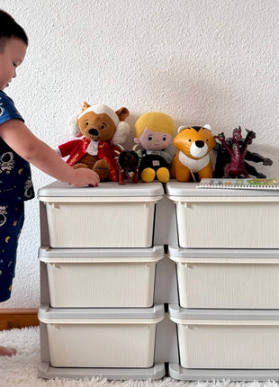 3 Tier Kids Storage Unit, Toy Organizers and Storage with 6 Drawer Chest for Kids Bedroom Nursery Kindergarten Living Room for Boys Girls Toddlers, Cream White