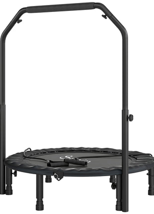 40" Foldable Mini Trampoline, Rebounder Trampoline for Adults with Adjustable Foam Handle, Black