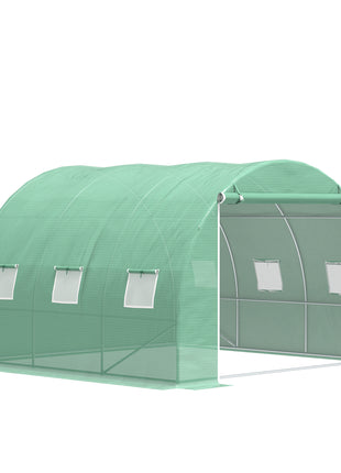 10' x 10' x 7' Walk-in Tunnel Greenhouse with High-Quality Transparent PE Cover, Zipper Doors & Windows