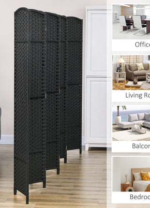 Folding Room Divider Screen 8 Panel 5.6 ' Tall Privacy Screen Freestanding Room Partition for Home Office, Black