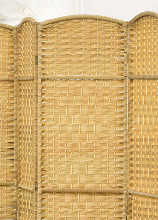 Folding Room Divider Screen 6 Panel 6' Tall Privacy Screen Freestanding Wood Partition for Home Office, Nature Wood