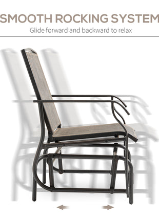 2 Piece Glider Set, Outdoor Swing Chairs, Patio Rocking Armchairs with Breathable Mesh Fabric, Steel Frame for Garden, Backyard, Patio, Dark, Brown/Khaki