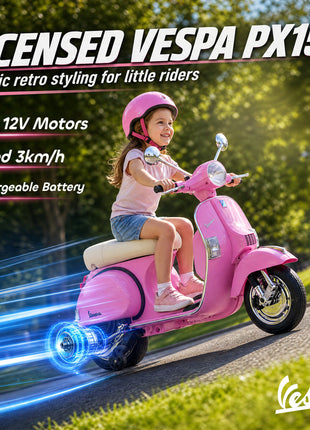 12V Kid Motorcycle, Electric Motorbike with Training Wheels, Rear Suspension, Steering Limitation for 3-6 Years, Pink