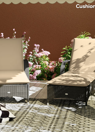 Foldable Chaise Lounge Cushion Set of 2, Outdoor Lounge Chair Cushion Set, UPF50+ 200gsm Fabric, 76" x 23", Beige