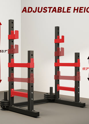 Adjustable Squat Rack, 660lbs Multi-Functional Bench Press Rack for Weight Lifting Home Gym Strength Training, Red