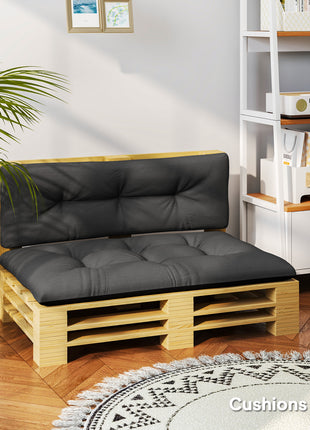 2 Seater Pallet Cushions Outdoor 3.9" Thick Replacement Cushions - Tufted Design for Garden, Patio, Black