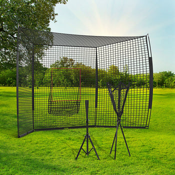 Softball and Baseball Net with Strike Zone, Tee, Caddy, and Portable Carry Bag for Pitching and Hitting Training