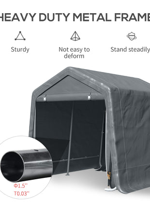 9.2' x 7.9' Garden Garage Storage Tent, Metal Frame Bike Shed w/ Zipper Doors