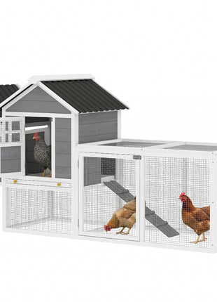 82" Wooden Chicken Coop, Large Outdoor Hen House for 2-3 Hens, Chicken House with Nesting Box, Pull-on Tray