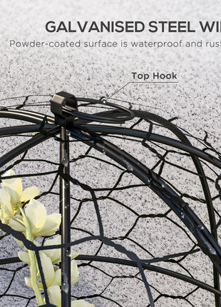6 Pack Garden Cloches for Plants, 16" x 13" Metal Crop Cage, Plant Cages to Keep Animals Out, Black
