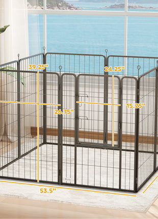 39 Inch Exercise Pen, Heavy Duty Dog Playpen, 8 Panel Metal Pet Fence for Medium and Large Dogs, Black