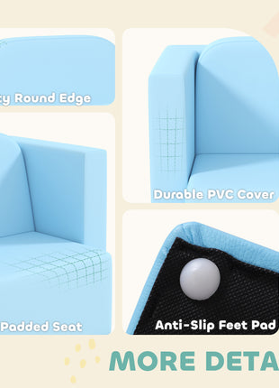 2-in-1 Convertible Table and Chair Set for Boys Girls for Boys Girls, Light Blue