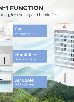 Room Air Cooler with Ice Packs, Ice Cooling Fan Water Conditioner Humidifier Unit with Remote, Timer, Wheels