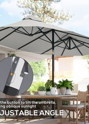 Double Sided Patio Umbrella, 9.7' Large Outdoor Market Umbrella with Push Button Tilt and Crank, 3 Air Vents and 12 Ribs, for Garden, Deck, Pool, White