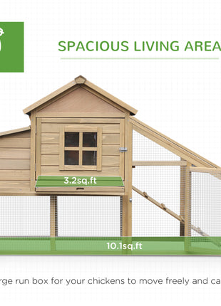 69" Wooden Chicken Coop, Poultry Cage Hen House with Connecting Ramp, Tray, Ventilated Window and Nesting Box