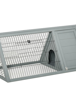 Rabbit Hutch Outdoor, Wooden Chicken Coop with Run, Outdoor Small Animal Cage for Rabbit, Small Duck and Chicken, for Garden, Backyard, Farms, 46" x 24.5" x 21", Light Gray