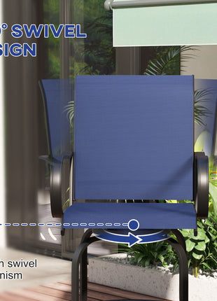 Outdoor Bar Stools Set of 2, 360° Swivel Bar Height Chairs, 26.75" x 29.5" x 48.5", Navy Blue