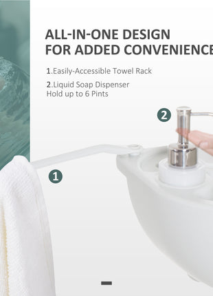Portable Camping Sink, Handwashing Station Basin with 4.5 Gal (17 L) Tank, 6.3 Gal (24 L) Recovery Tank, Rolling Wheels & Soap Dispenser for RV, Outdoor Events, Gatherings, HDPE, White