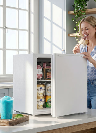 1.1 Cu.Ft Countertop Mini Freezer, Compact Upright Freezer with Removable Shelves, White