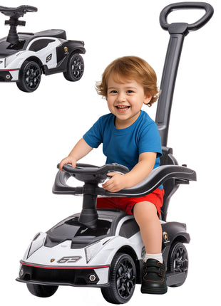 Toddler Push Car, Lamborghini Stroller Walking Car Age for 1-3, White