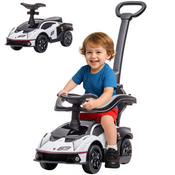 Toddler Push Car, Lamborghini Stroller Walking Car Age for 1-3, White