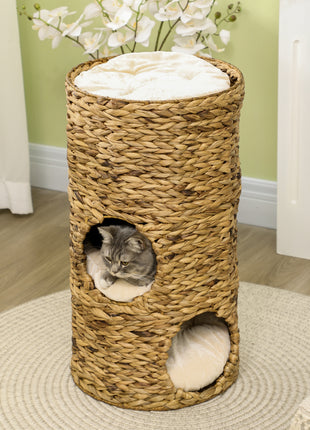 Elevated Cat Bed with Hideaways, 3 Story Kitty Tower for Indoor Cats