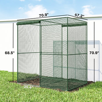 6' x 4' x 6' Crop Cage, Plant Protection Tent with Zippered Doors for Vegetable Garden, Backyard, Green