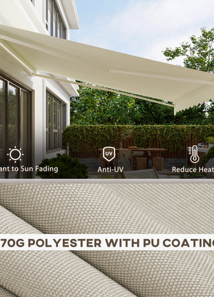 12' x 10' Electric Awning, Retractable Awning, UV Protection Sun Shade Shelter with Remote Controller and Manual Crank Handle for Deck, Balcony, Yard, Cream White