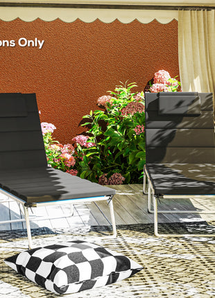 Foldable Chaise Lounge Cushion Set of 2, Outdoor Lounge Chair Cushion Set, UPF50+ 230gsm Olefin, 80" x 26" Black