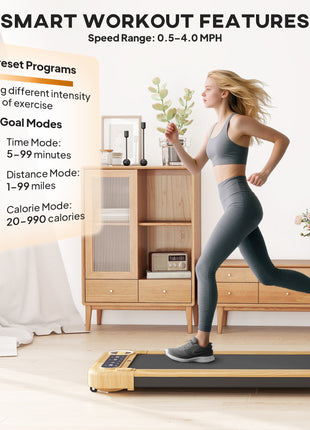Walking Pad, Under Desk Treadmill with 17" x 43" Wide Belt, Remote Control, Bluetooth Speaker, Wheels and LED Display