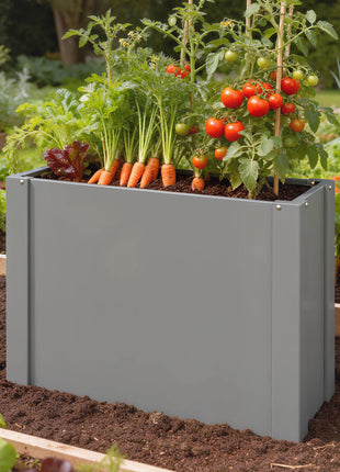 Raised Garden Bed Galvanized Planter Box Outdoor with Gloves for Gardening Vegetables, Flower, Herb, 2.6 x 1 x 2 ft, Gray