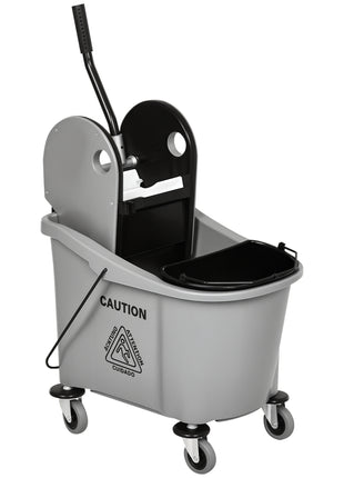 9.5 Gallon (38 Quart) Mop Bucket with Wringer Cleaning Cart, 4 Moving Wheels, Mop-Handle Holder & 2 Separate Buckets, Gray
