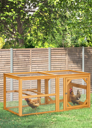 55" Wooden Chicken Coop Add-on Expansion, Mini Chicken Coop Outdoor Chicken Run Hen House with Combinable Design