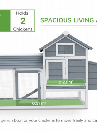59" Small Wooden Chicken Coop Hen House Poultry Cage for Outdoor Backyard with 2 Doors, Nesting Box and Removable Tray, White