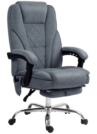 Massage Office Chair, Heated Reclining Computer Chair with Adjustable Height and Footrest, Charcoal Gray