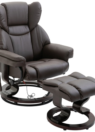 Massage Sofa Recliner Chair w/ Footrest, 10 Vibration Point, Faux PU Leather, Brown