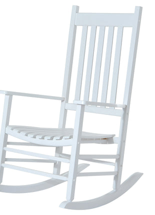 Wooden Outdoor Rocking Chair with Armrests, High Back for Garden, Patio, Balcony, Porch, White