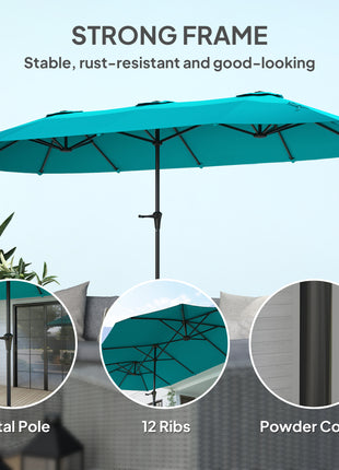 13 ft. Extra Large Patio Umbrella with Easy Crank Handle, Vents for Outdoor, Patio, UPF30+, Navy Blue