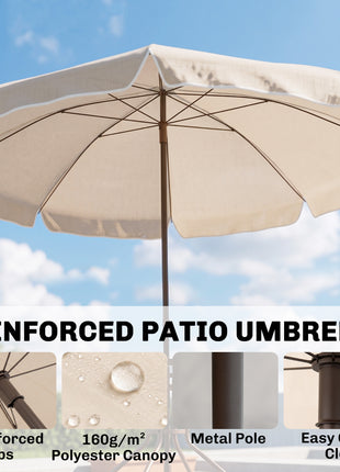 6 Piece Patio Dining Set for 4 with Umbrella, Beige