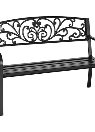 50" Blossoming Pattern Garden Decorative Patio Park Bench with Beautiful Floral Design & Relaxing Comfortable Build