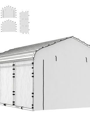 Carport Replacement Sidewall Panel for 12' x 20' Carports, UPF50+ Waterproof Replacement Side Wall Cover, White