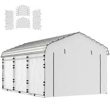 Carport Replacement Sidewall Panel for 12' x 20' Carports, UPF50+ Waterproof Replacement Side Wall Cover, White