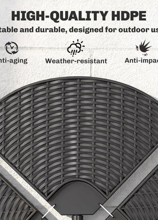 HDPE Material Patio Umbrella Base Weights Sand Filled up to 150 Lb. for Any Offset Umbrella Base | 4-Piece, Water or Sand Filled, All-Weather, Black (Round)