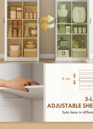 Farmhouse Pantry Cabinet, 71" Tall Kitchen Pantry Storage Cabinet with Soft-Close Hinges, Adjustable Shelves, White