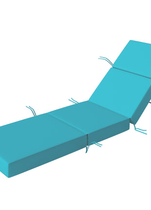 Chaise Lounge Cushion, 4" Thick Outdoor Lounge Chair Cushion with Ties for Patio, 21" x 72", Blue
