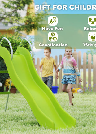 5.7FT Outdoor Slide for Kids Ages 3-8, Climbing Step Ladder, Playground Equipment for Backyard, Garden, Green