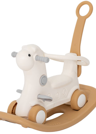 Rocking Horse for Toddlers 1-3 Years, 4-in-1 Baby Rocking Horse with Detachable Balance Board and Push Handle, Brown
