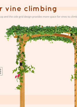 7.5' Fir Wood Round Outdoor Garden Pergola Style Arbor Arch Trellis