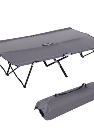 2 Person Folding Camping Cot for Adults, 50" Extra Wide Outdoor Portable Sleeping Cot with Carry Bag, Elevated Camping Bed, Beach Hiking, Grey