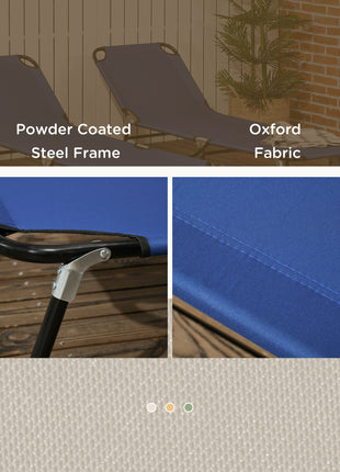 2 Piece Folding Chaise Lounge Pool Chairs, Outdoor Sun Tanning Chairs, Steel Frame for Beach, Yard, Patio, Blue
